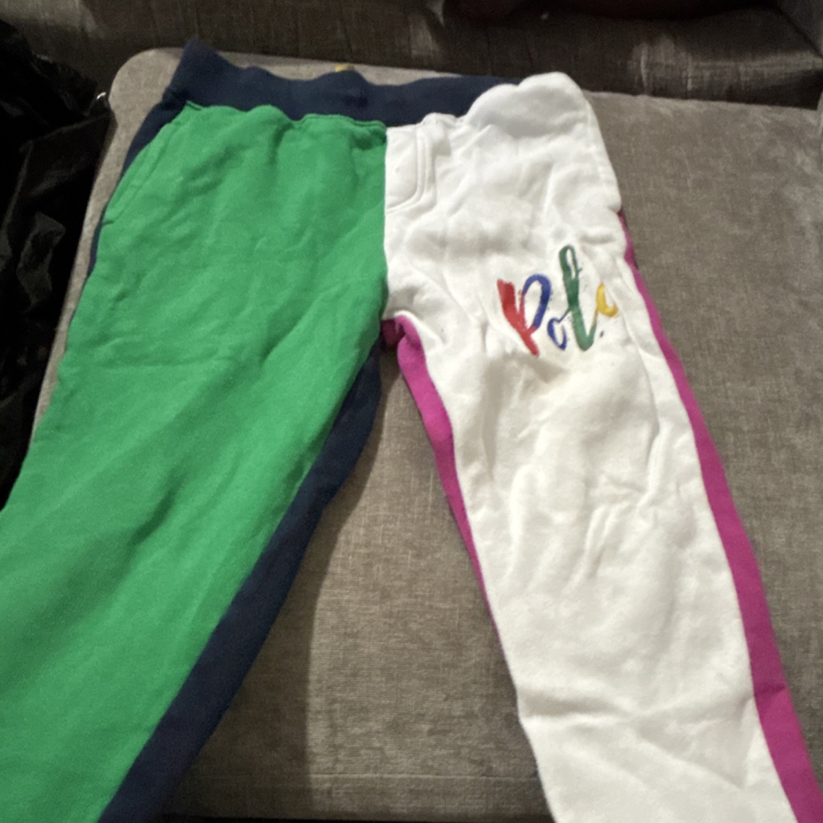 Polo Ralph Lauren Boys Colorblock Jogger Pants Multicolor Elastic Waist Pockets