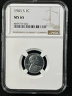 1943-S 1C  Lincoln Wheat One Cent NGC MS65   8699719-062