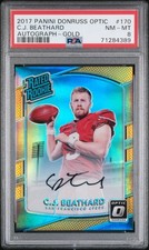 2017 Panini Donruss Optic CJ BEATHARD GOLD ROOKIE AUTO /10 PSA 8 RC AUTOGRAPH