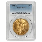 1909D St. Gaudens Gold Double Eagle $20 PCGS MS 62