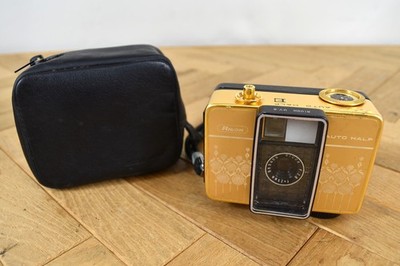Ricoh Auto Half E Gold / Working Meter / Film Advances with Film / Case & Cap