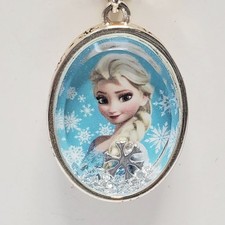 Disney Frozen Elsa Shaker Necklace Silver Blue Snowflake