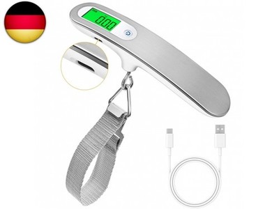 Digital Luggage Scale with Strap & Type-C Port - Rechargeable, Portable,
