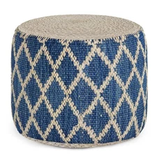 Nesbitt Round Pouf Classic Blue/Natural - WyndenHall