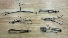 Six Antique Heavy Metal Wire Loop Folding Travel 18" Clothes Hanger Primitive