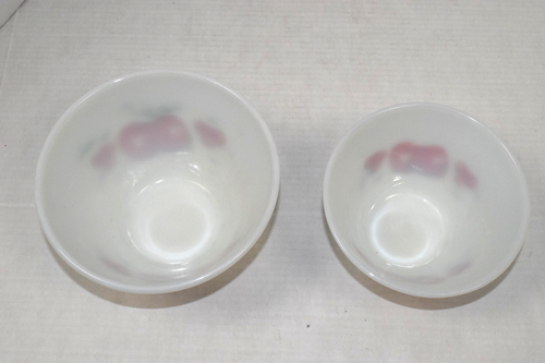 Vintage Glasschalen FireKing Ofengeschirr 2er Set 50er Äpfel und Kirschen Made USA - Bild 5 von 10