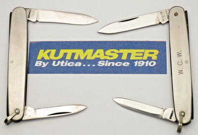 Vintage 1960's KUTMASTER Senator Penknives Smooth Metal Handles - Two Knives