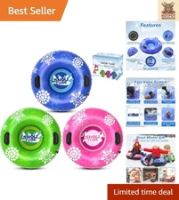 Heavy-Duty Snow Tubes with Safety Handles for Kids and Adults - 4-Pack Option