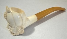 VINTAGE TURKISH SULTAN MEERSCHAUM TOBACCO Pipe with Detailed Carved Head Design