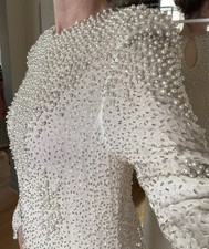 Judith Ann 1980s Vintage Dress Silk Pearls Beaded Embellished Evening Wedding
