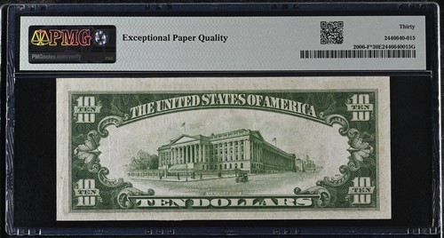 1934 A $10 Dollar Federal Reserve Star Note Atlanta FR#2006-F* PMG 30 EPQ - Picture 2 of 2