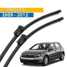 2Pcs Front Windshield Flat Wiper Blades Set For VW Golf 6 2009 - 2012 24"+19"