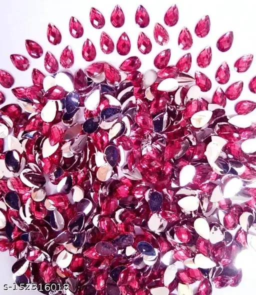 Kundan Stone Thilak Shape with Hole 16x9mm – 50g Pack Traditional Jewelry Making - Image 4 of 4