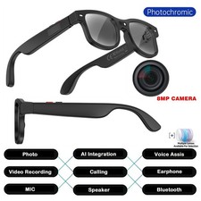 AI Smart Camera Glasses 8MP Photo Video Recording Headphone Mic AI Translation