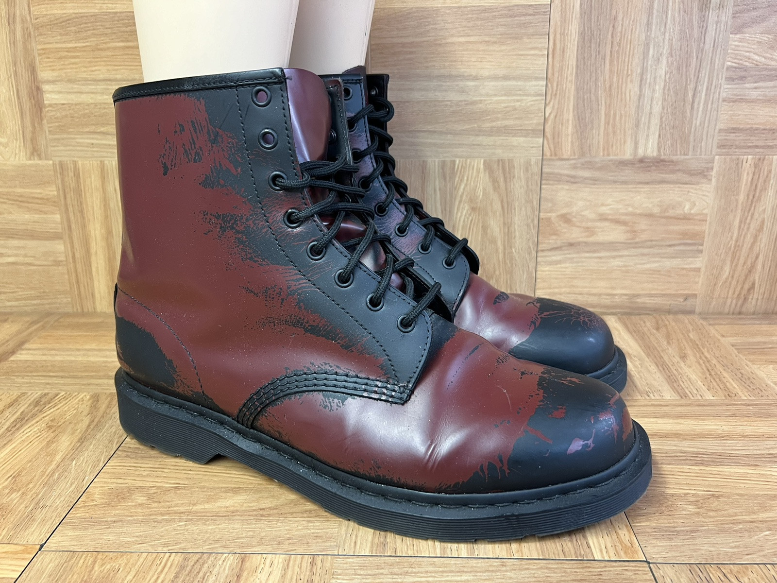 Dr.Martens / ブーツ/--/RED/11822 RARE🔥 Sz 14 - Dr. Martens Distressed Red Black Leather Combat