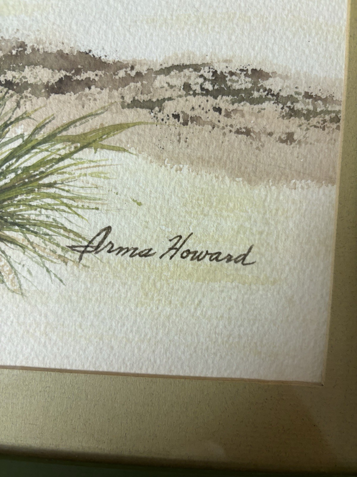 Vintage Watercolor Painting of Desert Plant Framed