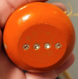 Rare Vintage Royal Wooden YoYo Royal Tournament Orange Top Rhinestones Two Sided