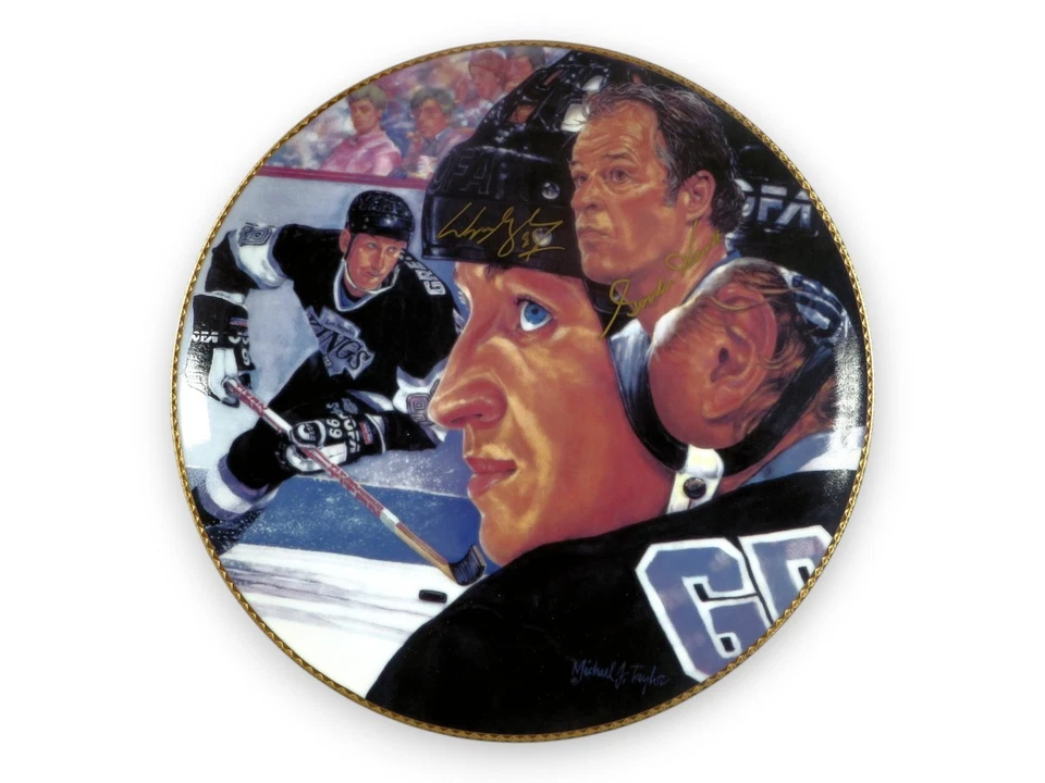 Plato de coleccionista autografiado firmado por Wayne Gretzky Gordie Howe #/1851 Gartlan