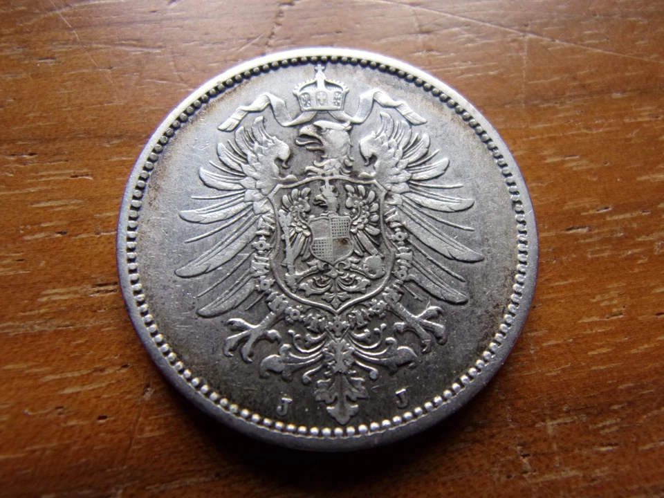 1875 German Empire 1 Mark Coin Deutsches Reich Imperial Eagle .900 Silver - Image 2 of 2