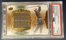 2014 UD EXQUISITE TIGER WOODS AUTO JUMBO SWATCH #84/99 PSA 9 MINT POP 5