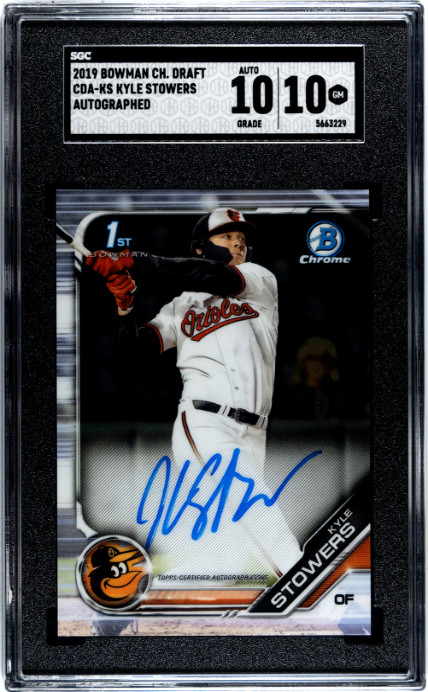 2019 Bowman Draft #CDA-KS Kyle Stowers Chrome Draft Pick Autographs SGC 10/10