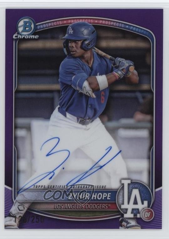 2025 Bowman Chrome Prospect Purple Refractor /250 Zyhir Hope #CPA-ZH Auto 03ox