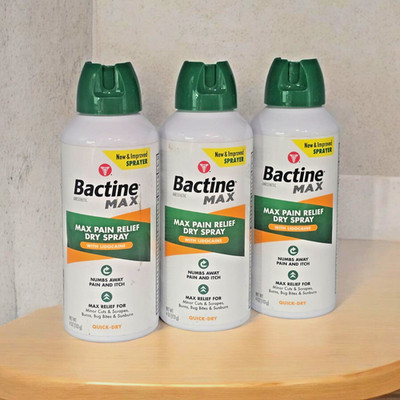 X3 Bactine Max Dry Spray Anesthetic Quick Dry Numbs Pain & Itch EXP: 4/26 & 6/26