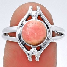 Natural Rhodochrosite Argentina 925 Sterling Silver Ring s.7.5 Jewelry R-1663