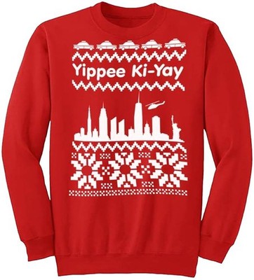 Erwachsene Yippee Ki-Yay 1980er Film Film New York Skyline festlich Weihnachtspullover