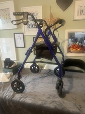 Days Lightweight Aluminum Rollator Blue 4 Wheels with Bag