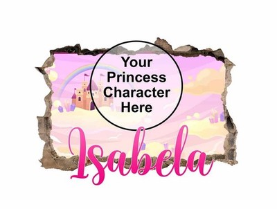Personalisierte Prinzessin Schlafzimmer Wandkunst - 3D Vinyl Aufkleber individueller Name Sticker 162