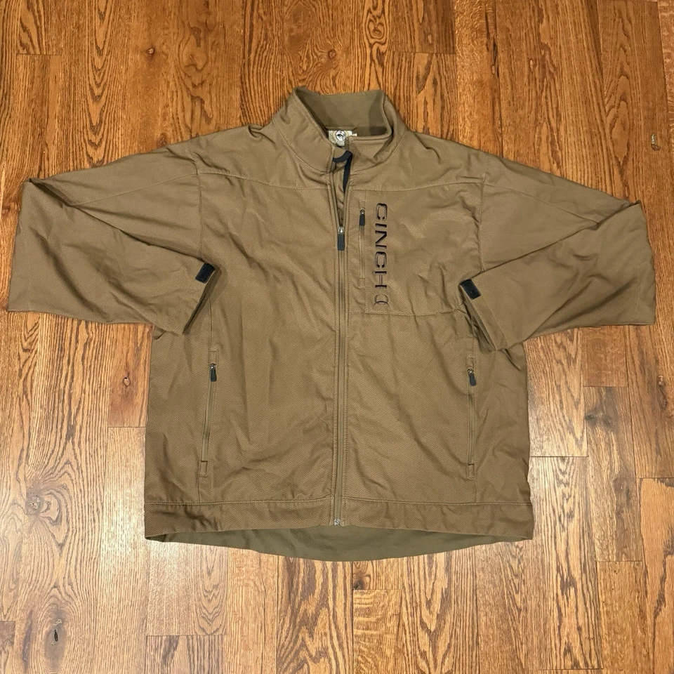 Cinch Bonded Concealed Carry Jacket Soft Shell Mens 2XL Brown Tan Houndstooth - Image 2 of 4