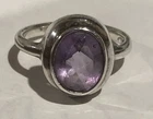 Vintage 925 Sterling Silver Cabochon Purple Amethyst Ring Size 7.5