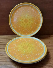 Orange Slice Round 8'' Melamine Plates Set 6 Dessert Appetizer Precisioncraft