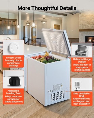 6.7 Cu.ft Chest Freezer, 2 Baskets, Adjustable Thermostat, Garage