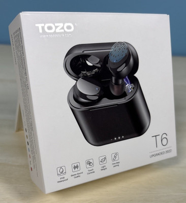TOZO T6 True Wireless Earbuds Bluetooth 5.0 Black w/ Case Charger & Ear Tips