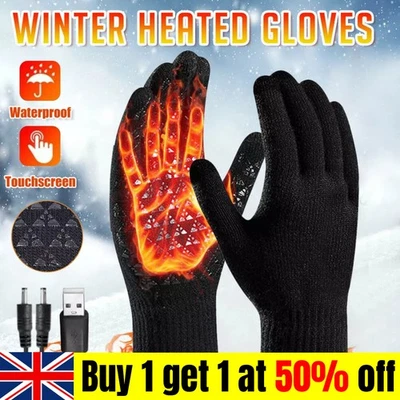 TWSOUL Electric Heated Gloves USB Rechargeable Insulated Warm Thermal Gloves Winter UK