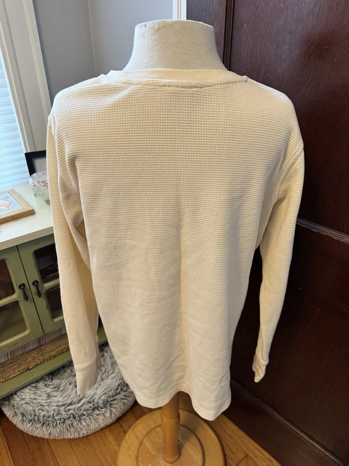 Camisa para mujer Duluth Trading Co XL blanca térmica tejida gofre manga larga Foto 2 de 4