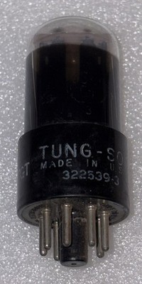 Tungsol 6SL7GT Black Glass Round Plate Vacuum Tube TV7 Tested Strong