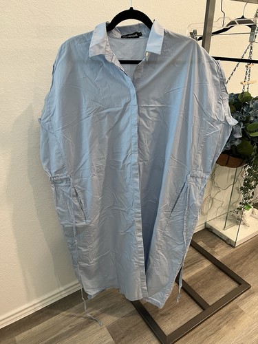 Ivan Grundahl Cotton Blue Drawstring MIDI Dress Sz L (item 8.4)