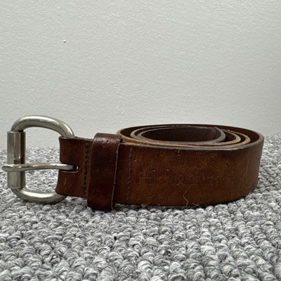 Fossil Worn Belt Men Size 42/105 Brown Genuine Leather Silvertone Buckle