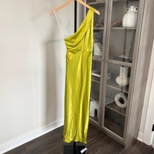 Reformation Dasha Silk Midi Dress NEW Algae Bloom Asymmetrical Neck Cut Out 6