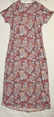 LuLa Roe Size L Pink Floral Long Dress