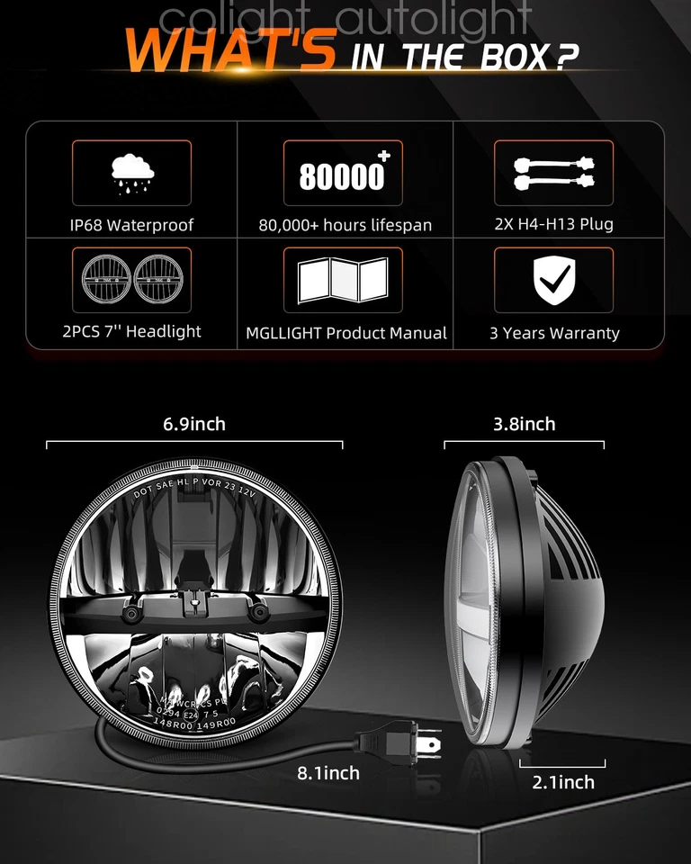 2x 7" Hummer H1 Scheinwerfer Bj 92-06 GM6200 GM6500 Umrüstung US EU TÜV Umrüsten - Bild 2 von 4