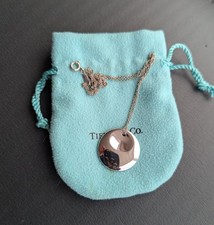 Tiffany & Co Sterling Vintage Silver Elsa Peretti Round Pendant Necklace 24mm 
