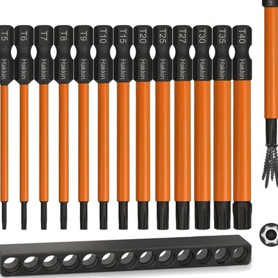 Torx Bit Set 13 Stück Lang 75mm S2 Stahl magnetisch für Akkuschrauber T5 T40