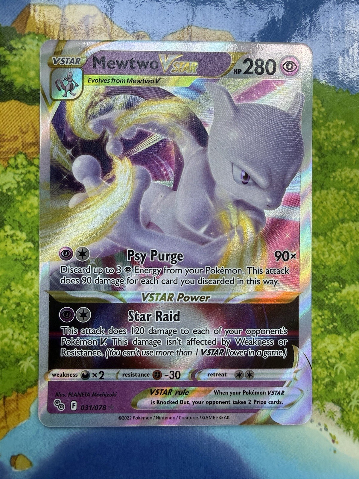 Pokemon Mewtwo Vstar Pokemon Go Ultra Rare Holo 031/078 Near Mint