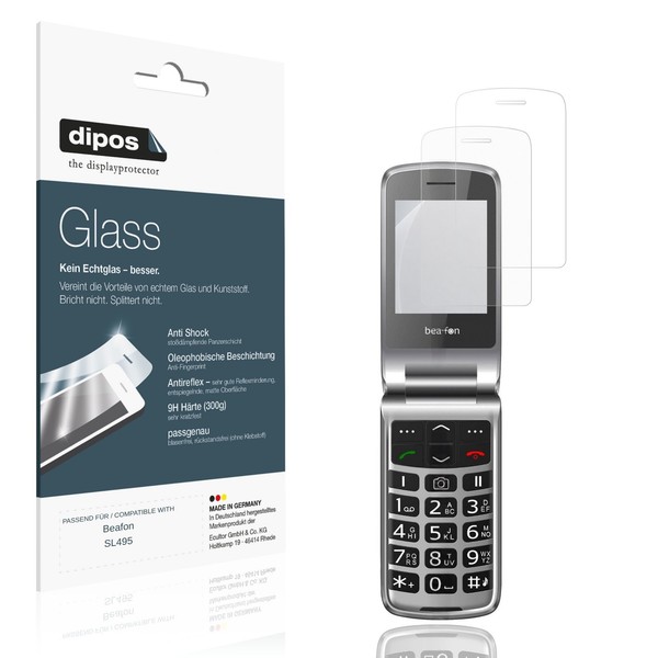 2X Schutzfolie FüR Beafon SL495 Matt - Anti-Shock 9H Folie Dipos Glass-image