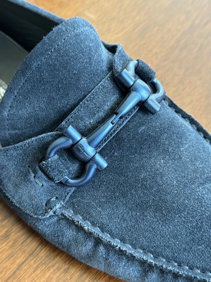 Salvatore Farragamo Men’s US11.5 EE Blue Suede “Parigi”Driver Metallic Hardware! - Image 3 of 4