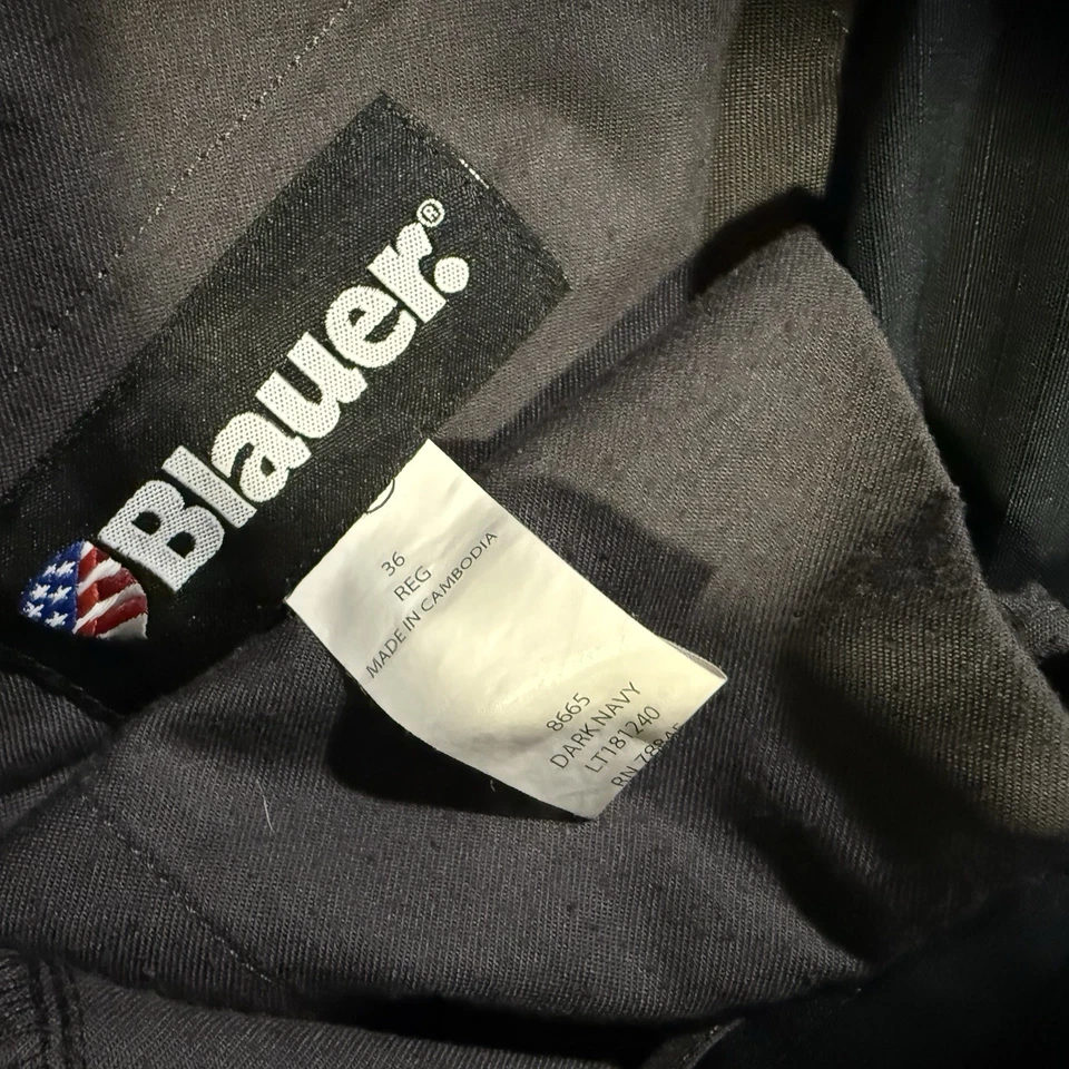 Blauer Pants Mens 36 Blue Cargo Pockets Polyester Trousers Uniform Raw Hem - Image 2 of 4